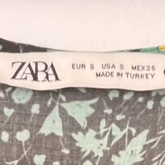 ZARA THE ANGEL DRESS FLORAL MIDI IN GREEN/BLACK Sz. XS - Picture 2 of 6